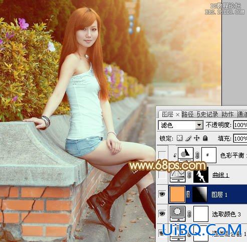 ps非主流教程：花坛边美女