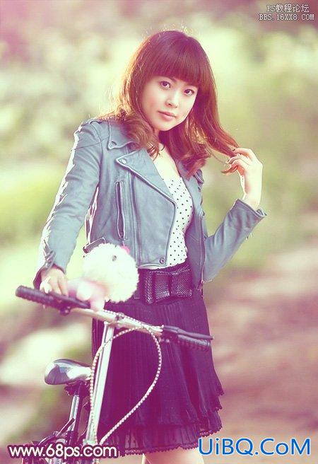 ps非主流教程：骑自行车的非主流美女