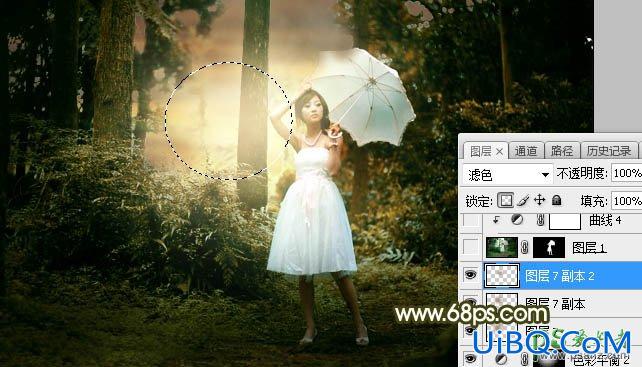 PS给漂亮的森系美眉婚纱照调出黄褐色逆光效果