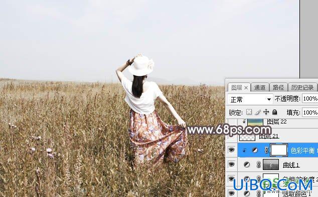 PS给草原女生艺术照调出唯美风格的暗褐色