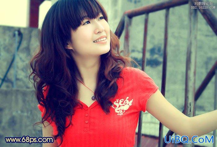 ps调出淡黄色非主流美女