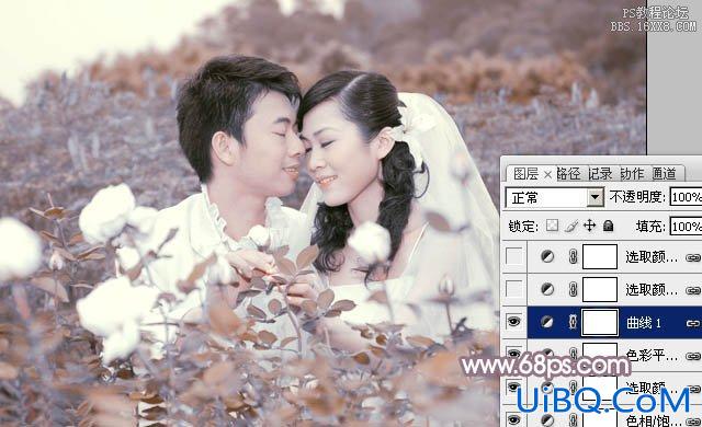 ps调出中性色结婚照片