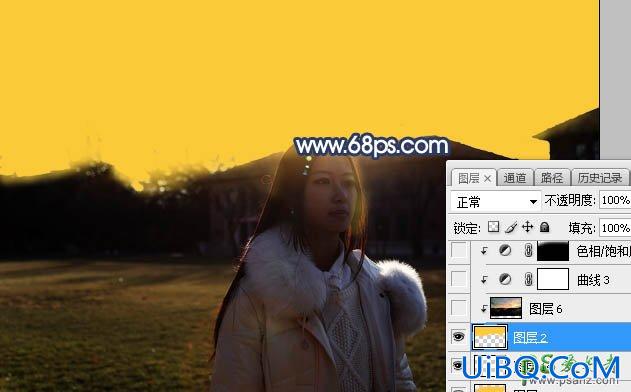 PS给昏暗光线中拍摄的女生外景照调出逼真的晨曦色彩