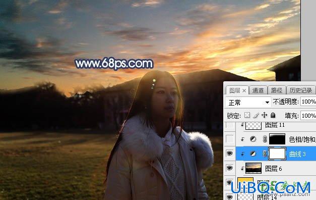 PS给昏暗光线中拍摄的女生外景照调出逼真的晨曦色彩
