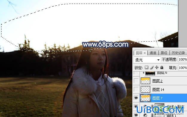PS给昏暗光线中拍摄的女生外景照调出逼真的晨曦色彩