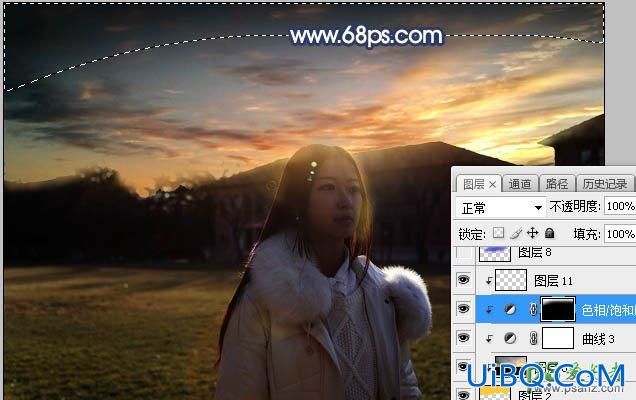 PS给昏暗光线中拍摄的女生外景照调出逼真的晨曦色彩