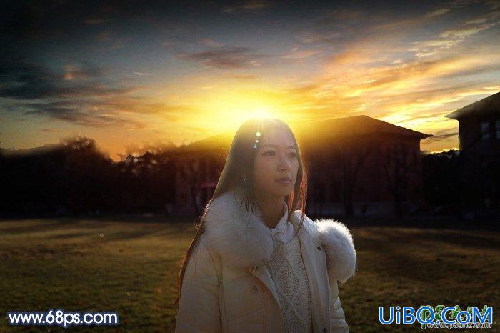 PS给昏暗光线中拍摄的女生外景照调出逼真的晨曦色彩