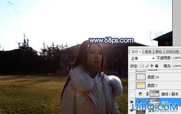 PS给昏暗光线中拍摄的女生外景照调出逼真的晨曦色彩