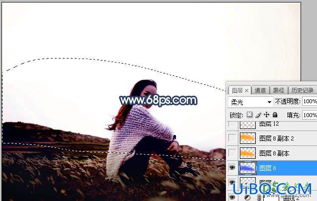 PS给山坡上拍摄的可爱女孩儿外景照片调出唯美的阳光色彩