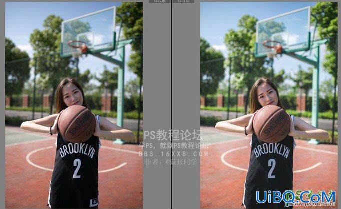PS+LR调色教程：给可爱的篮球宝贝美女照片调出小清新冷色