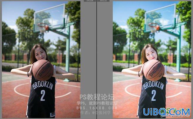PS+LR调色教程：给可爱的篮球宝贝美女照片调出小清新冷色