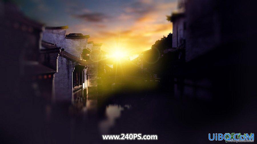PS给江南古镇建筑风景照调出漂亮的霞光色，夕阳效果。