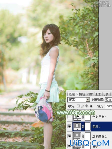 ps淡调嫩绿色精美人像教程