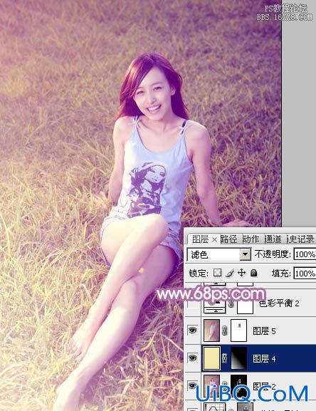 ps草地上非主流美女教程
