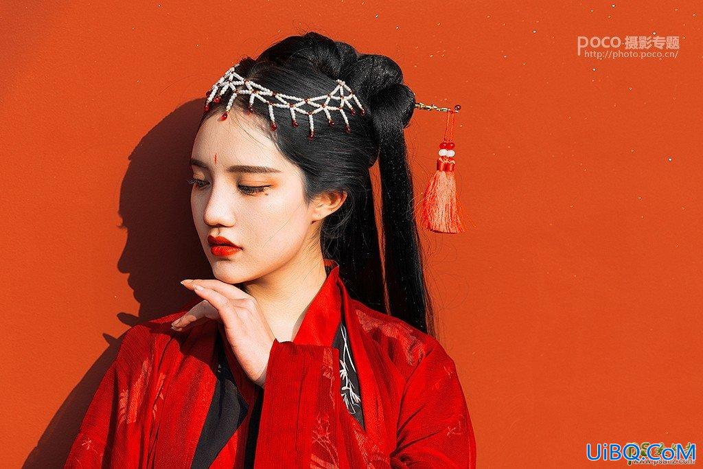 PS给室内拍摄的古风小姐姐美女照片偏黄的头发染成黑色