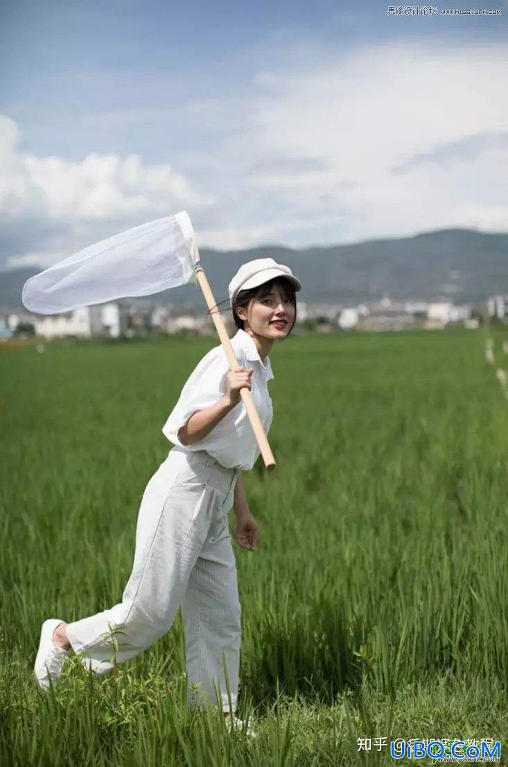 PS给户外田野中拍摄的女生照片调出日系暖色小清新艺术色