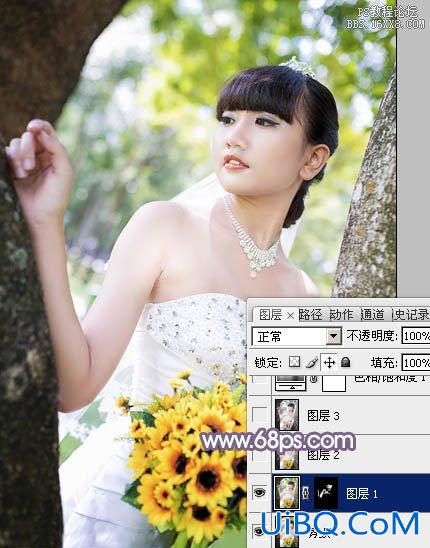 ps蓝色非主流婚纱照效果教程