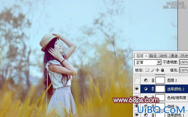 ps戴草帽的非主流美女教程