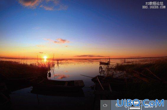 ps调湖边日出风景照实例教程