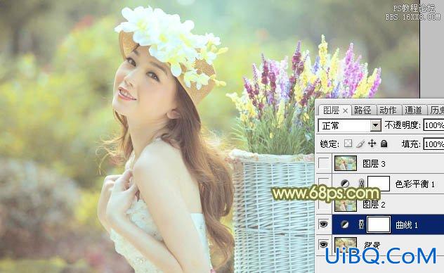 ps调戴花帽的非主流美女教程