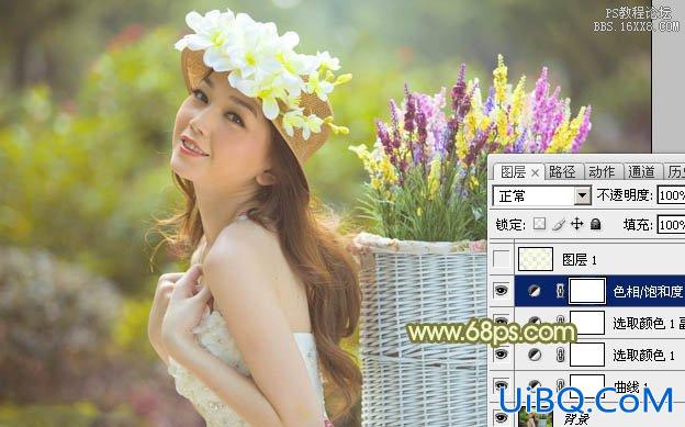 ps调戴花帽的非主流美女教程