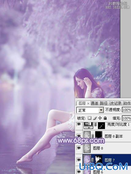 ps河边洗脚的长发非主流美女教程