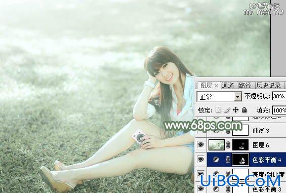 ps非主流教程：坐草地上的长发白衣美女