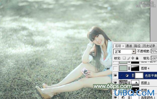 ps非主流教程：坐草地上的长发白衣美女