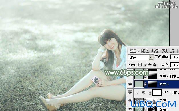 ps非主流教程：坐草地上的长发白衣美女