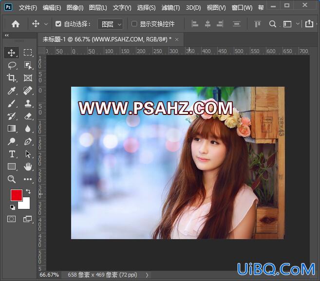 PS给清纯少女图片调出质感复古色彩，炫彩时光效果美女