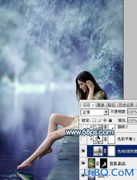 ps调湖边气质短裙长腿美女图片
