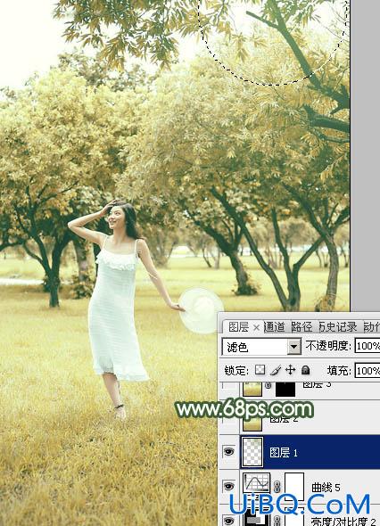 ps走到草地上的白衣美女教程