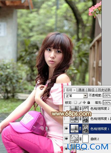 ps调红裤可爱小美女