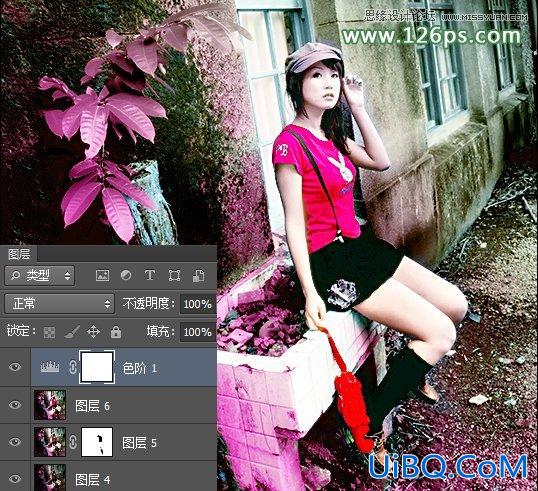 ps红衣黑裤小美女图片教程