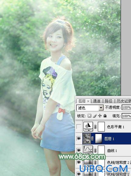 ps穿短裙的白衣美女图片教程