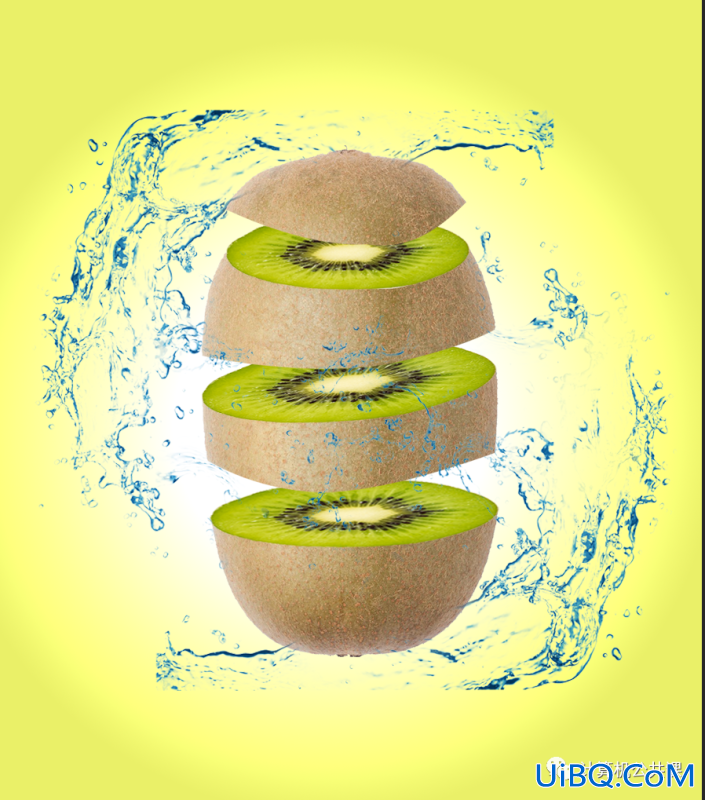 Photoshop水果合成实例：给猕猴桃素材图创意合成出切割效果。