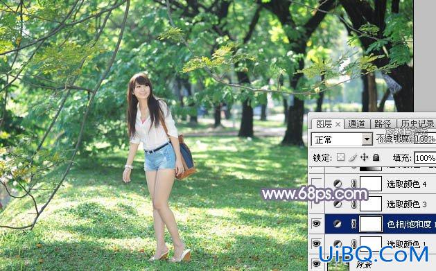 阳光色调！ps调出秋季阳光色树林照片教程