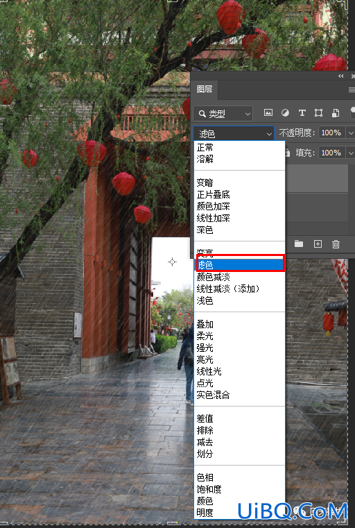 用Photoshop滤镜（增加杂色、高斯模糊、动感模糊）给照片制作出下雨效果