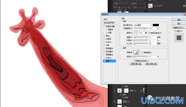 剪影效果，制作具有空间感的多层长颈鹿剪影照片