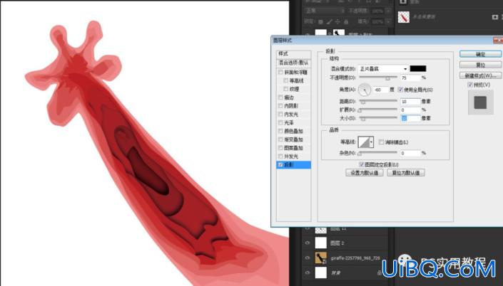 剪影效果，制作具有空间感的多层长颈鹿剪影照片