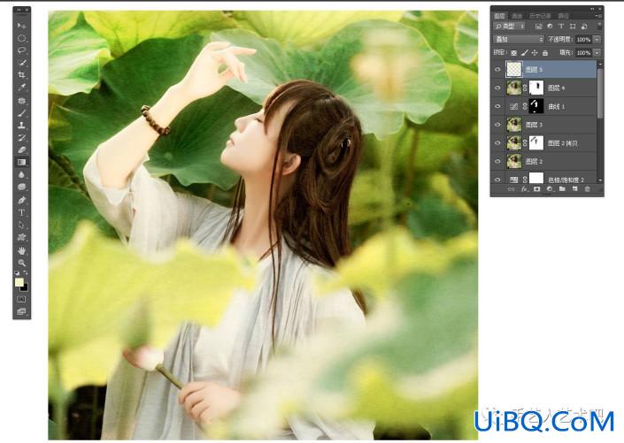 古风后期，在Photoshop中打造淡雅古风青荷人像