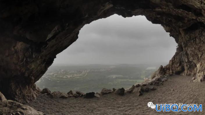 PS创意合成一个小姑娘在岩石洞口欣赏美景的场景。