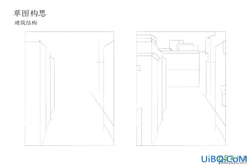 PS手绘街景插画图片，街头插画设计教程。