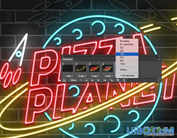 Photoshop结合Ai制作闪动的餐厅霓虹灯招牌字，霓虹灯GIF动画文字。