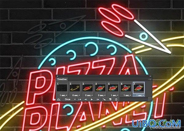 Photoshop结合Ai制作闪动的餐厅霓虹灯招牌字，霓虹灯GIF动画文字。