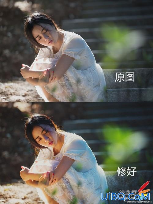 Photoshop后期调色教程：给公园里拍摄的女生照片简单调出清新质感风格。