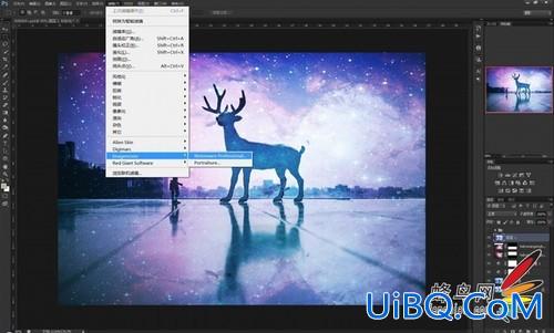 利用ps合成技术给可爱的小鹿图片制作出绚丽星空效果。
