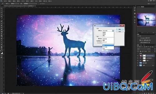 利用ps合成技术给可爱的小鹿图片制作出绚丽星空效果。