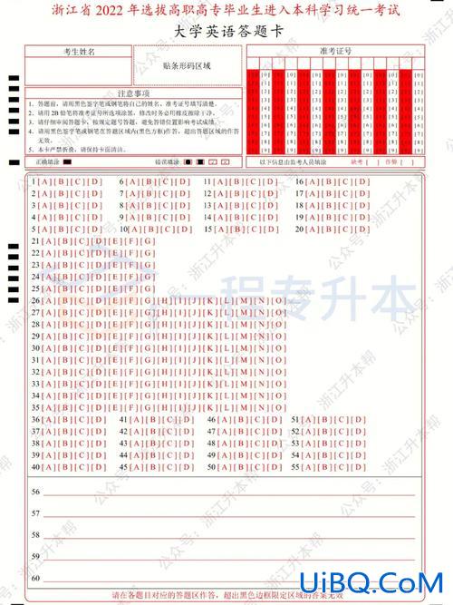 专升本排版 专升本ab答题卡的区别？