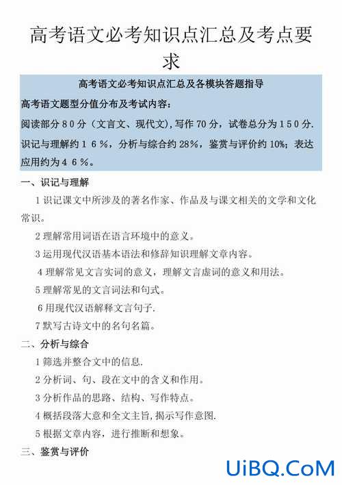 对口升学语文题，对口高考语文知识点总结？